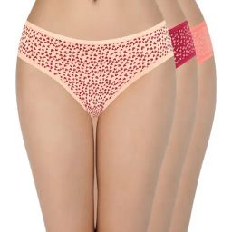 Amante Beige & Red Cotton Printed Hipster Panties - Pack Of 3-image-43