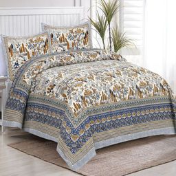 Myntra Elegant Homes Multi 220 TC Superfine Ethnic Motifs Cotton Queen Bedsheets-picture-10