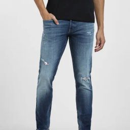 Jack & Jones Blue Slim Fit Low Rise Distressed Jeans-image-61
