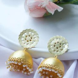 Johori Golden Jhumki Earrings-image-27