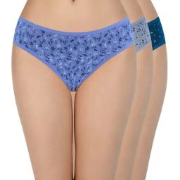 Amante Blue & Grey Cotton Printed Hipster Panties - Pack Of 3-image-21