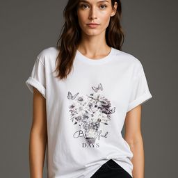 GRACE & JACK Floral Printed Embellished Round Neck Cotton Oversized T-shirt-image-65