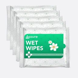 Assure Set Of 5 Fresh Active Wet Wipes With Aloevera For Hydration - 30 Pcs Each-25
