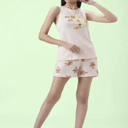 Dreamz by Pantaloons Pink Cotton Graphic Print Top Shorts Set-image-37