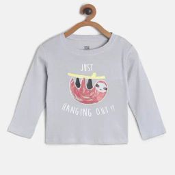 MINIKLUB Kids Grey Printed Full Sleeves T-Shirt-image-64