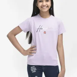 Crimsoune Club Kids Light Purple Printed T-Shirt-image-70