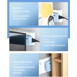 OZKET 3-in-1 Adapter Plug 180° Rotatable Wireless Mini Slim Outlet Multi-Foldable EU/US Converter 2-Pin Rotate Plug | Foldable 3 Plug Socket | Ultra-Thin Space-Saving Wall Adapter Smart & Sleek Design image 4