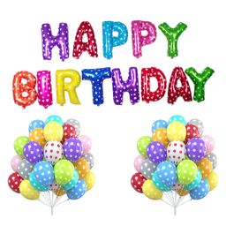 Funcart Happy Birthday Polka Dots Letters Foil Balloon Decoration Set Multicolor  Pack Of 63-0