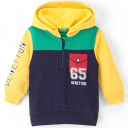 UCB Knit Full Sleeves Hooded Sweatshirt Text Print - Blue-image-13