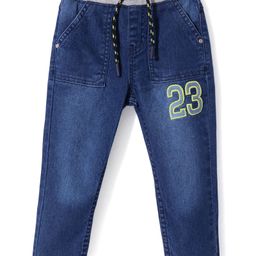Babyhug Denim Full Length Jeans Numeric Print - Deep Blue-image-89