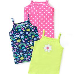 Babyhug 100% Cotton Knit Sleeveless Slip with Floral and Polka Dots Print Pack of 3 - Multicolor-picture-14