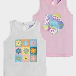 Mi Arcus Pack of 2 Sleeveless Floral Printed Tank Tops - White & Pink-image-71