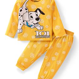 Babyhug Disney Single Jersey Knit Full Sleeves Night Suit With 101 Dalmatians Graphics - Yellow-image-99