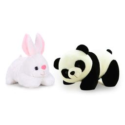 Tickles Soft White Rabbit White Cute Panda Plush Animal Soft Stuffed for Kids (Color:White & Black Size:26 cm)-48