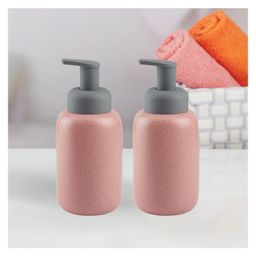 KOOKEE Ceramic Soap Dispenser for handwash for Bathroom, Pink, (Set of 2) (11006)-image-0