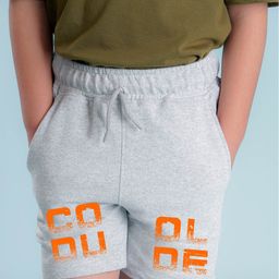 NUSYL Cotton Blend Cool Dude Text Printed Shorts - Grey-image-0