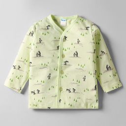 Tango Interlock Knit Full Sleeves Jhabla With Penguin Print - Light Green-picture-42