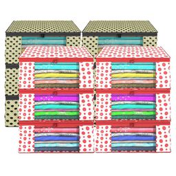 Kuber Industries Cream & White 12 Pieces Printed Foldable Multi-Utility Organisers image 2