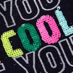 Vitamins Full Sleeves Glow in Dark Sweatshirt Sequins Text Print - Navy image 4