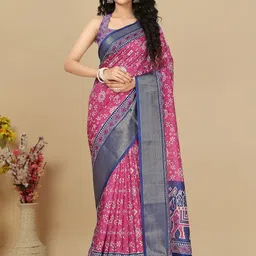J 6 DESIGNER Ethnic Motifs Silk Cotton Saree With Stitched Blouse-picture-26