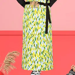ArtzFolio Yellow & White Printed Cotton Waist Apron-23