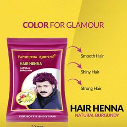 Parampara Ayurved Heena Hair Colour For Shiny Hair With Amla-20g-Burgundy image 3