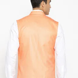 rasm Men Peach-Coloured Solid Nehru Jacket image 4