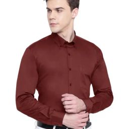 Hancock Maroon Cotton Slim Fit Shirt-picture-18