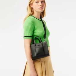 Lacoste Black Mini Chantaco Leather Tote-image-132
