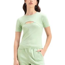 Bewakoof Mint Green Cotton Slim Fit Top-image-52