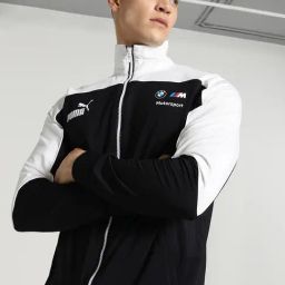 Puma Black Slim Fit Colour Block Sports Jacket-image-26