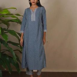 Chidiyaa Grey Pure Cotton Flared Fit Printed Kurta-image-68