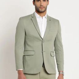 Turtle Olive Relaxed Fit Texture Blazer-image-8