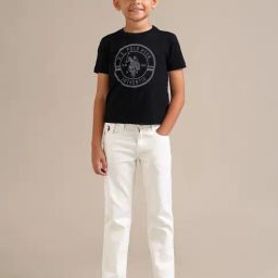 US Polo Kids Boys White Cotton Jeans-image-51