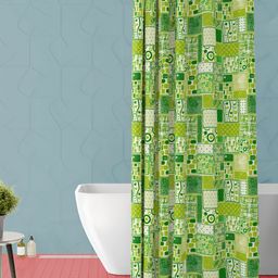 ArtzFolio Green & White Printed Waterproof Shower Curtain-image-39