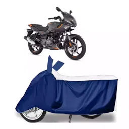 Auto Pearl Bike Cover for Bajaj Pulsar 180F (White & Blue)-image-82