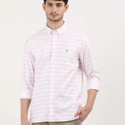 Tommy Hilfiger Pink Cotton Regular Fit Striped Shirt-image-13
