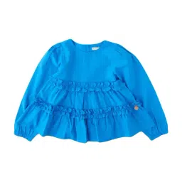 Angel & Rocket Kids Maisie French Navy Cotton Self Pattern Top-image-74