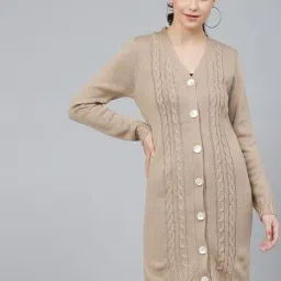 Cayman Light Beige Full Sleeves Longline Sweater-image-67