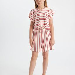 DeFacto Girls Striped Waist Tie-Ups Playsuit-image-16