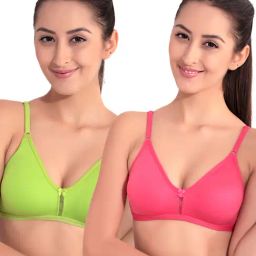 Floret Multicolor Non Wired Non Padded T-Shirt Bra (Pack Of 2)-image-71