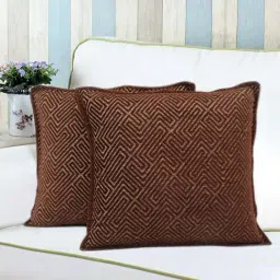Saral Home Brown Chenille Cushion Covers - Set of 2-picture-46
