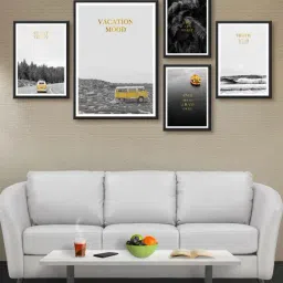 999store Grey & Yellow Nature Multi Frame Painting-21
