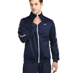 Reebok Navy TE LL Regular Fit Track Jacket-image-33