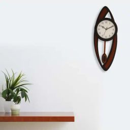 eCraftIndia Black & Brown Designer Wooden Vertical Analog Pendulum Wall Clock-image-15