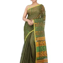 Pinkloom Green Woven Jamdani Saree-image-31