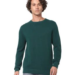 celio* Dark Green Full Sleeves Straight Fit Sweater-image-71