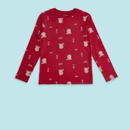 Pantaloons Junior Red Cotton Printed Full Sleeves T-Shirt-image-23