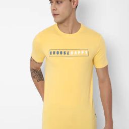 Forever 21 Light Yellow Printed Regular fit T-Shirt-image-97