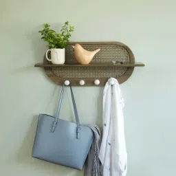 Ellementry 'Lusha' Greyish Brown Mango Wood Wall Shelf - Set of 1-14